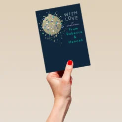 Pod Personalised Sparkling Bauble Christmas Card -Pod Shop F3006128 hand L