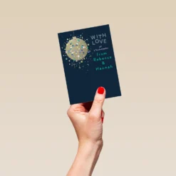 Pod Personalised Sparkling Bauble Christmas Card -Pod Shop F3006128 hand S