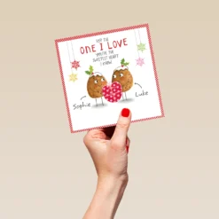Pod Personalised One I Love Funny Christmas Puddings Christmas Card -Pod Shop F3006129 hand L