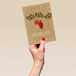 Pod Personalised One I Love Baubles Foliage Christmas Card -Pod Shop F3006135 hand L