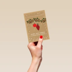 Pod Personalised One I Love Baubles Foliage Christmas Card -Pod Shop F3006135 hand S