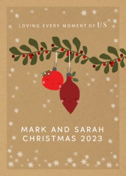 Pod Personalised One I Love Baubles Foliage Christmas Card
