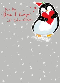 Pod Personalised One I Love Cute Penguin Christmas Card
