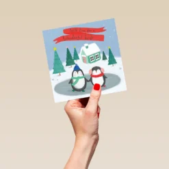 Pod Personalised Wife Cute Penguins Winter Scene Christmas Card -Pod Shop F3006146 hand L