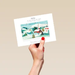 Pod Personalised Traditional Winter Scene Christmas Card -Pod Shop F3006147 hand L