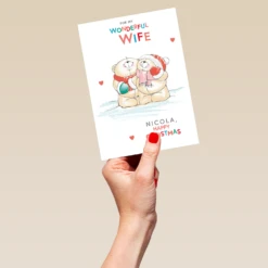 Pod Personalised Cute Forever Friends Bears Christmas Card For Wife -Pod Shop F3006148 hand L