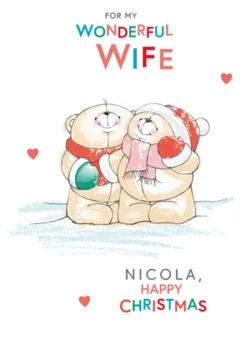 Pod Personalised Cute Forever Friends Bears Christmas Card For Wife