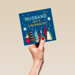 Pod Personalised Abstract Colourful Trees Christmas Card For Husband 9 Pod Personalised Abstract Colourful Trees Christmas Card For Husband -Pod Shop F3006158 hand L