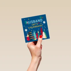 Pod Personalised Abstract Colourful Trees Christmas Card For Husband 8 Pod Personalised Abstract Colourful Trees Christmas Card For Husband -Pod Shop F3006158 hand S