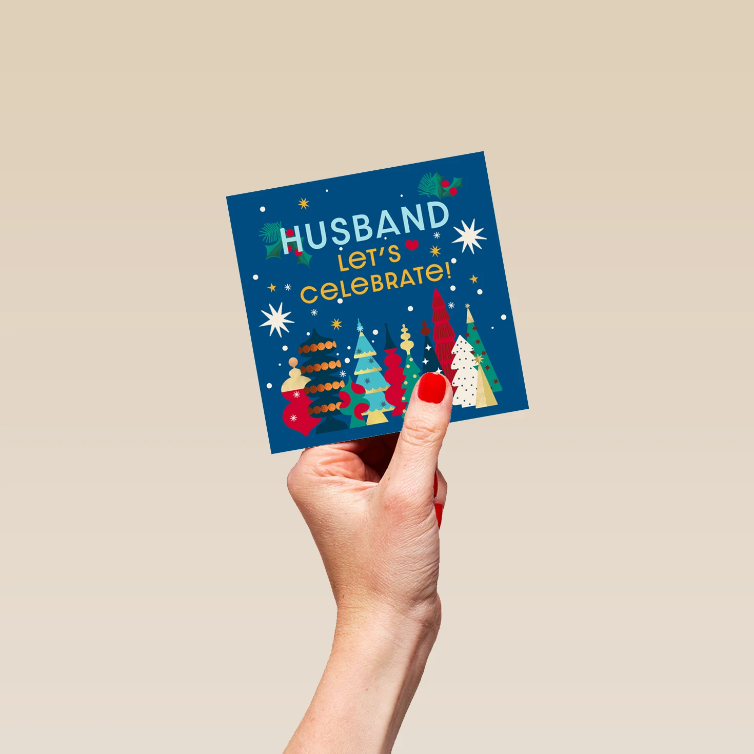 Pod Personalised Abstract Colourful Trees Christmas Card For Husband 4 Pod Personalised Abstract Colourful Trees Christmas Card For Husband - Image 4