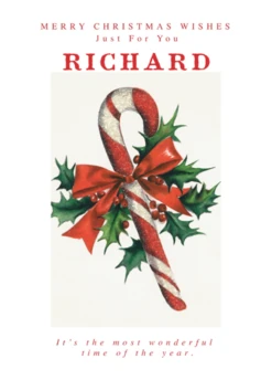 Pod Personalised & Editable Candy Cane Christmas Card For Him