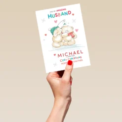 Pod Personalised Cute Forever Friends Christmas Card For Husband -Pod Shop F3006160 hand L