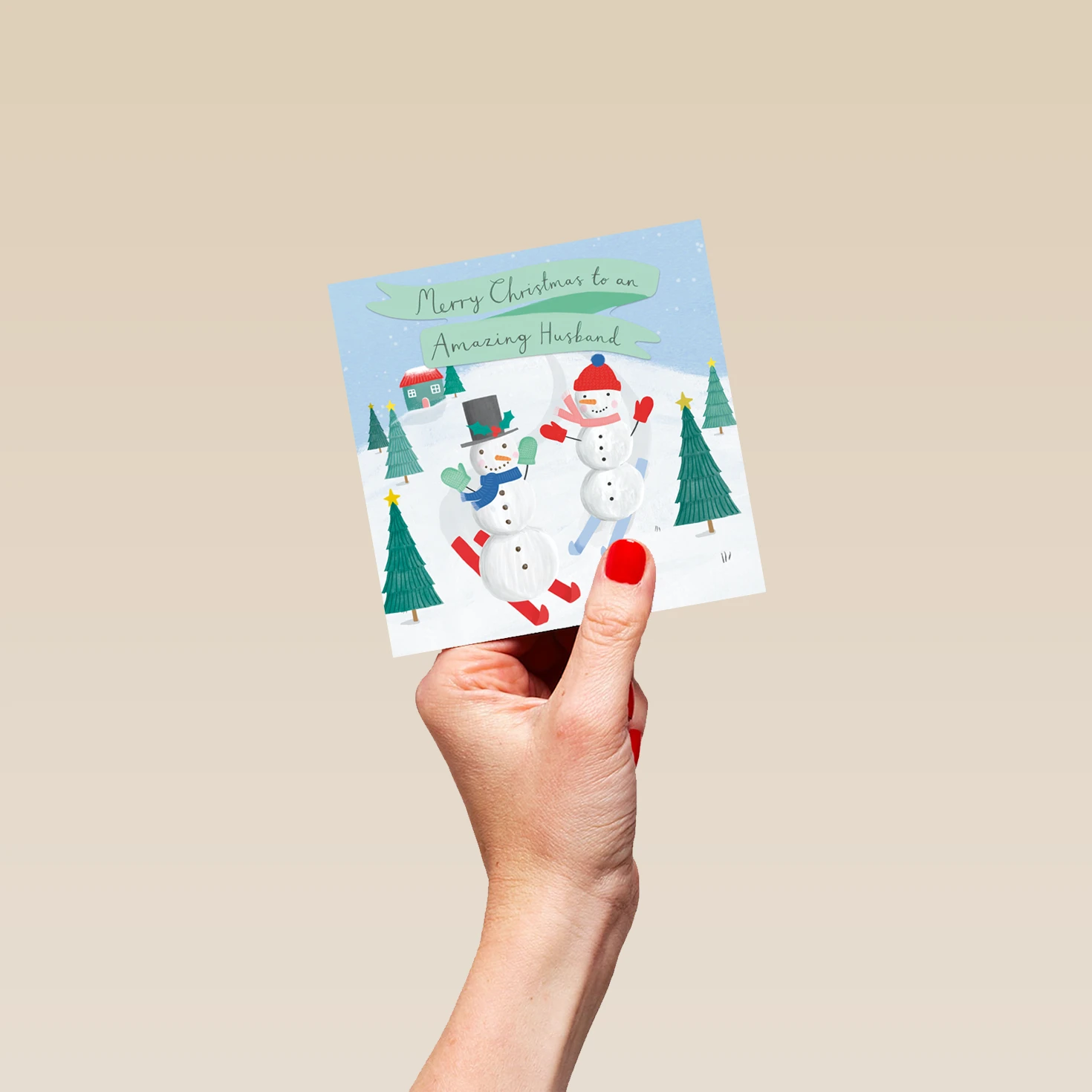 Pod Personalised Cute Snowmen Skiing Christmas Card For Husband 4 Pod Personalised Cute Snowmen Skiing Christmas Card For Husband - Image 4