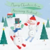 Pod Personalised Cute Snowmen Skiing Christmas Card For Husband