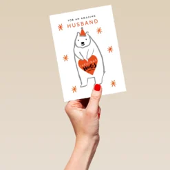 Pod Personalised Husband Cute Polar Bear Hugs Christmas Card -Pod Shop F3006162 hand L