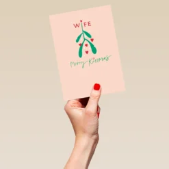 Pod Personalised Wife Modern Merry Kissmas Mistletoe Christmas Card -Pod Shop F3006163 hand L