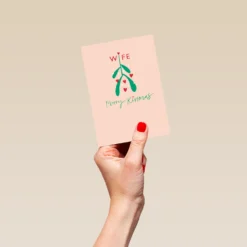 Pod Personalised Wife Modern Merry Kissmas Mistletoe Christmas Card -Pod Shop F3006163 hand S