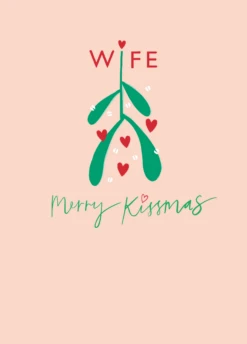 Pod Personalised Wife Modern Merry Kissmas Mistletoe Christmas Card