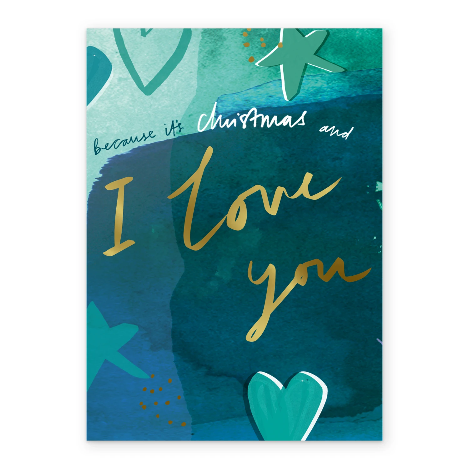 Pod Personalised One I Love Hearts & Stars Contemporary Christmas Card 2 Pod Personalised One I Love Hearts & Stars Contemporary Christmas Card - Image 2