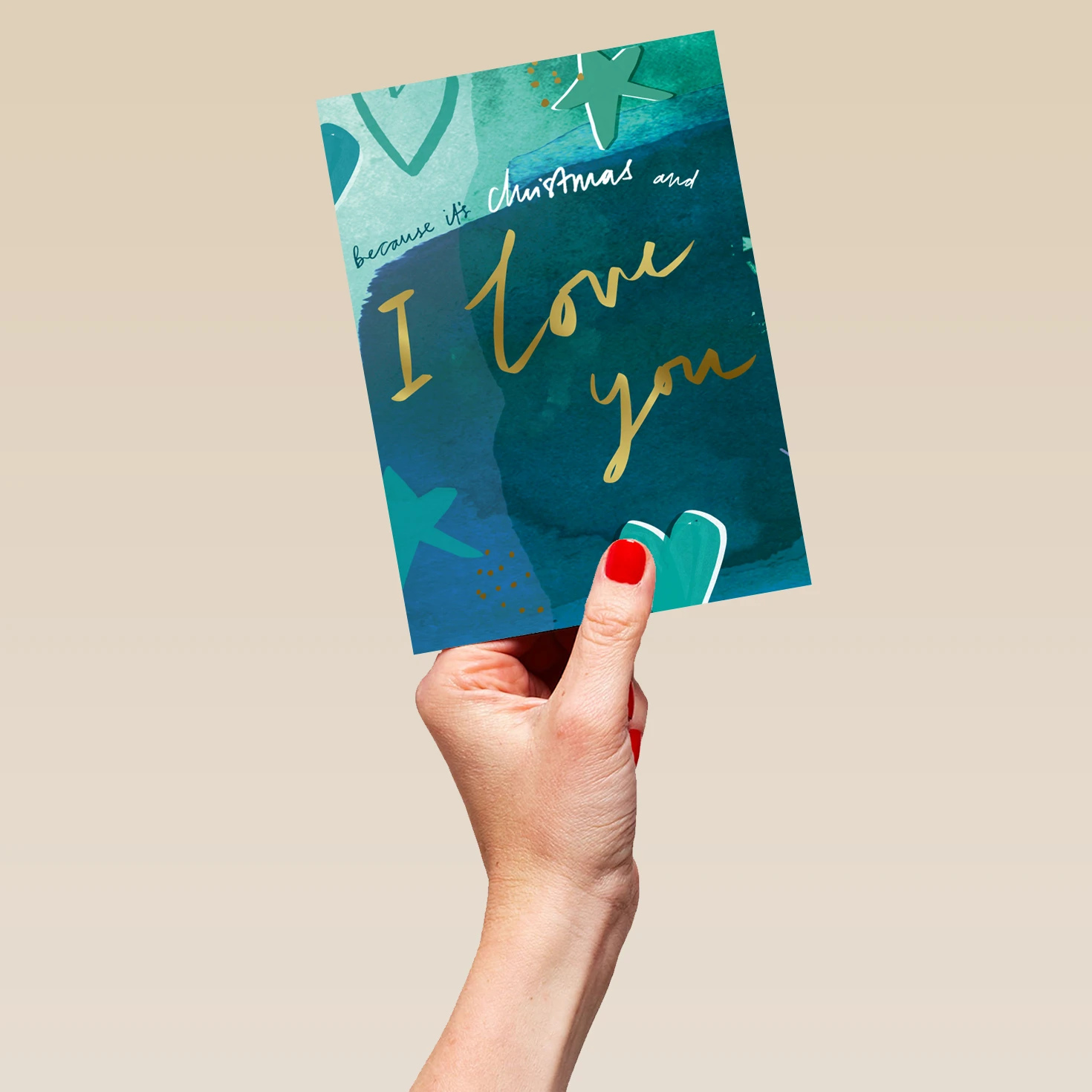 Pod Personalised One I Love Hearts & Stars Contemporary Christmas Card 5 Pod Personalised One I Love Hearts & Stars Contemporary Christmas Card - Image 5