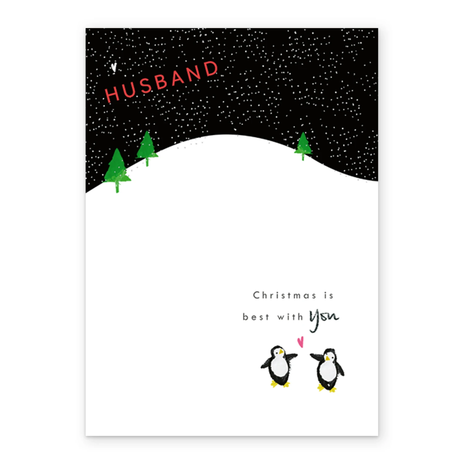 Pod Personalised Husband Cute Penguins Heart Hill Christmas Card 2 Pod Personalised Husband Cute Penguins Heart Hill Christmas Card - Image 2