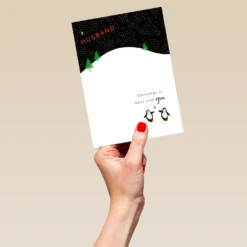 Pod Personalised Husband Cute Penguins Heart Hill Christmas Card 9 Pod Personalised Husband Cute Penguins Heart Hill Christmas Card -Pod Shop F3006167 hand L