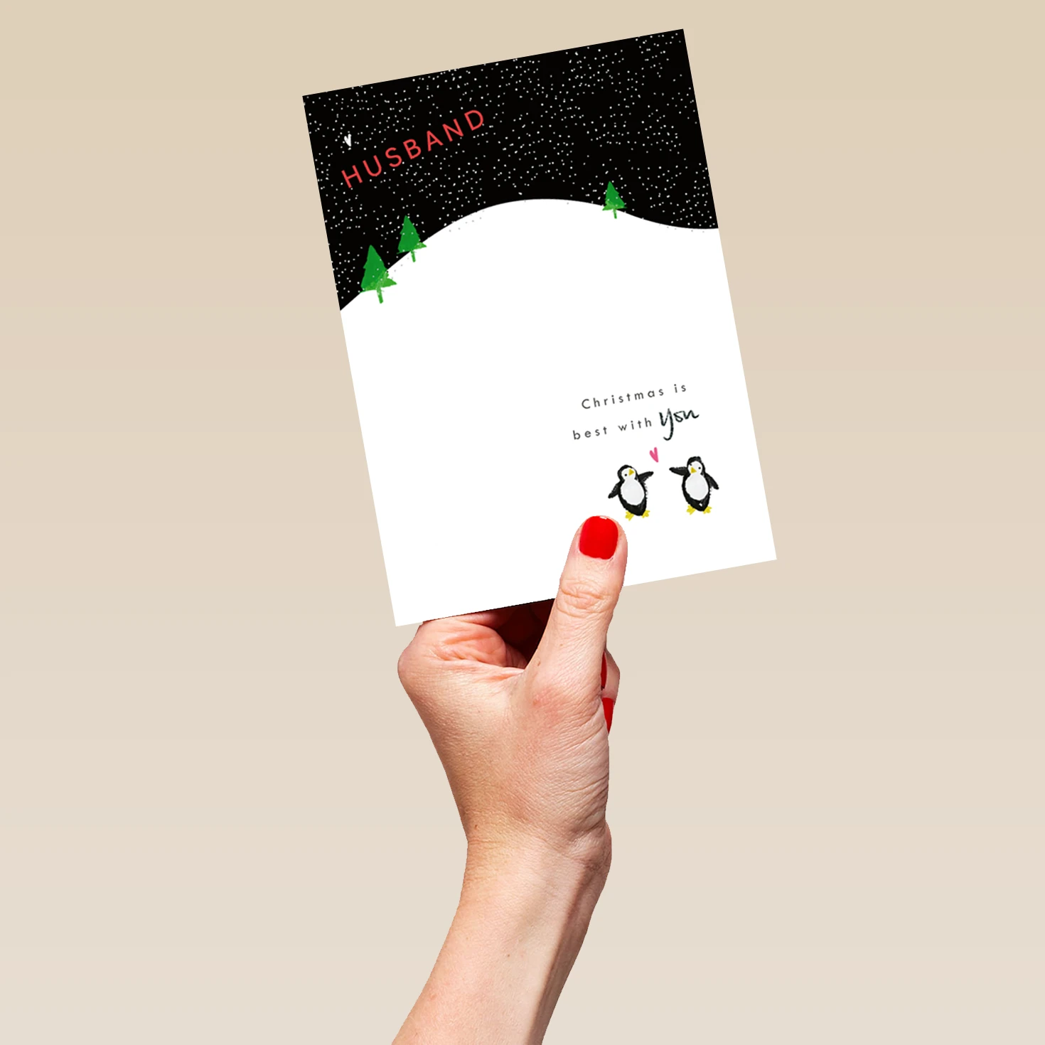 Pod Personalised Husband Cute Penguins Heart Hill Christmas Card 5 Pod Personalised Husband Cute Penguins Heart Hill Christmas Card - Image 5