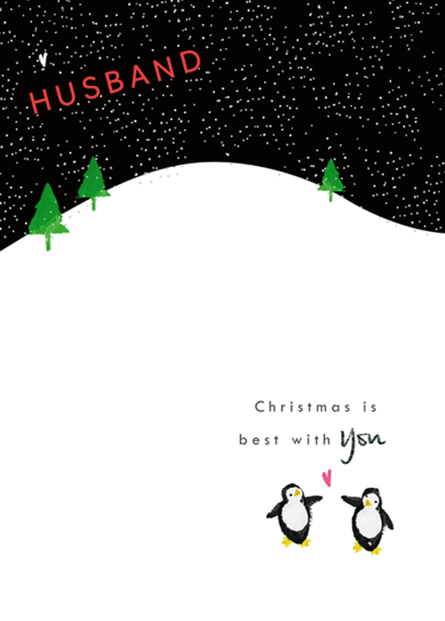 Pod Personalised Husband Cute Penguins Heart Hill Christmas Card 1 Pod Personalised Husband Cute Penguins Heart Hill Christmas Card
