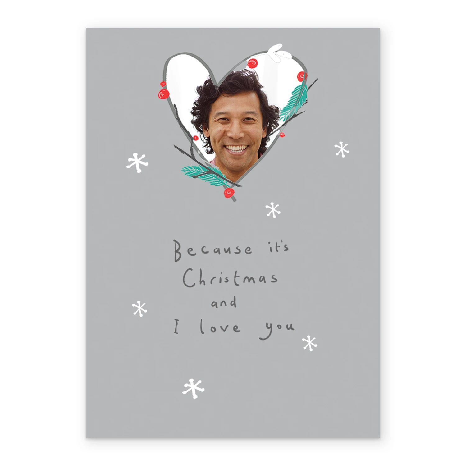 Pod Personalised One I Love Heart Wreath Photo Christmas Card 2 Pod Personalised One I Love Heart Wreath Photo Christmas Card - Image 2