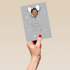 Pod Personalised One I Love Heart Wreath Photo Christmas Card 9 Pod Personalised One I Love Heart Wreath Photo Christmas Card -Pod Shop F3006170 hand L