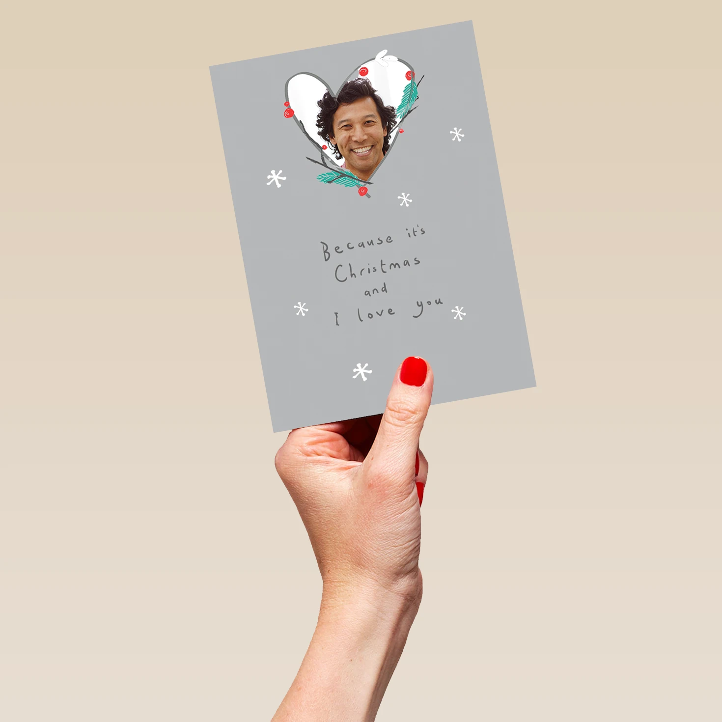 Pod Personalised One I Love Heart Wreath Photo Christmas Card 5 Pod Personalised One I Love Heart Wreath Photo Christmas Card - Image 5