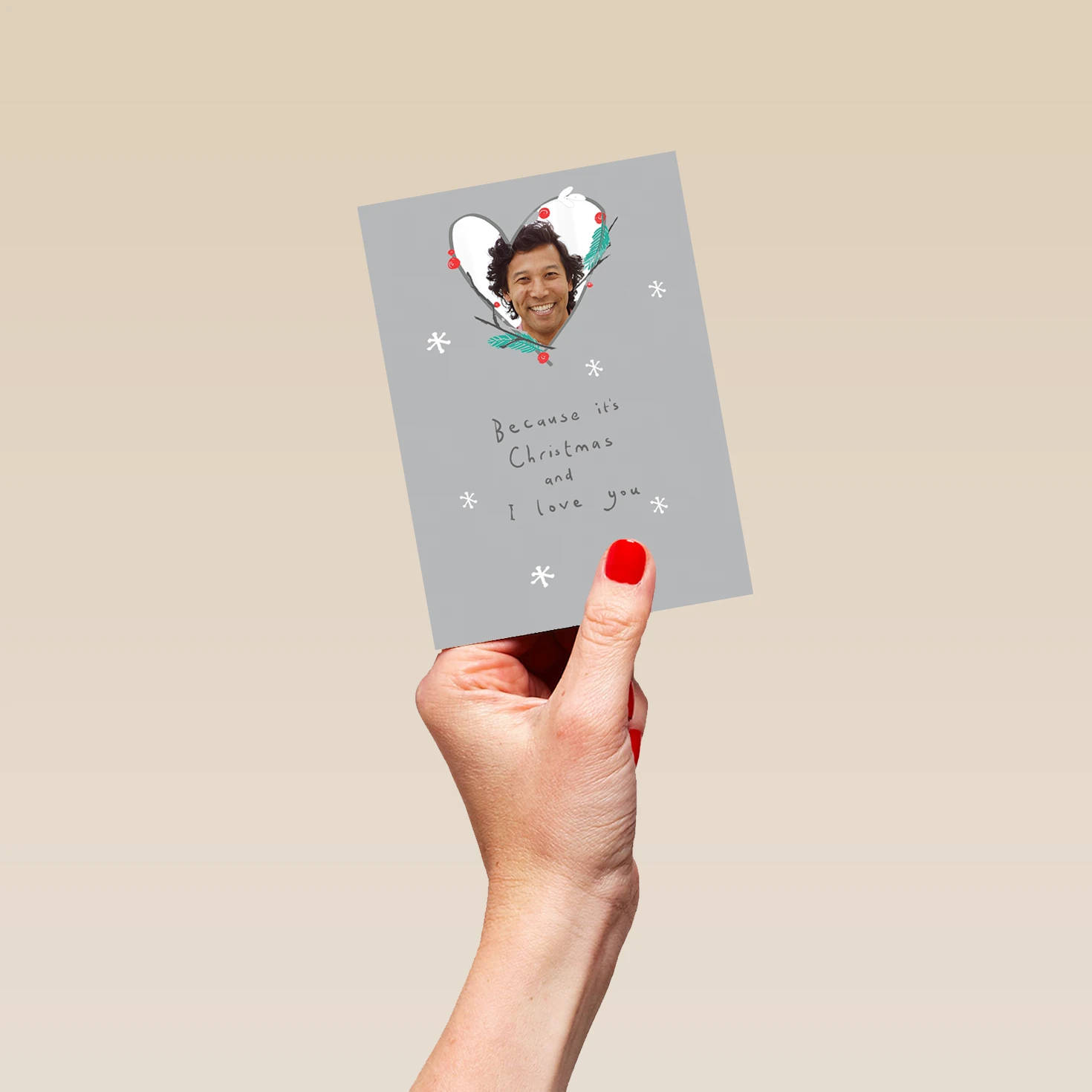 Pod Personalised One I Love Heart Wreath Photo Christmas Card 4 Pod Personalised One I Love Heart Wreath Photo Christmas Card - Image 4