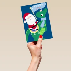 Pod Personalised Son Santa And T-Rex Christmas Card -Pod Shop F3006180 hand L