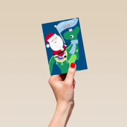 Pod Personalised Son Santa And T-Rex Christmas Card -Pod Shop F3006180 hand S