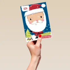 Pod Personalised Son Cute Smiling Santa Christmas Card -Pod Shop F3006188 hand L