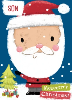 Pod Personalised Son Cute Smiling Santa Christmas Card