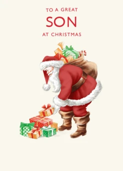 Pod Personalised & Editable Santa & Sack Christmas Card For Great Son