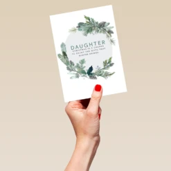 Pod Personalised Daughter Wreath And Verse Christmas Card -Pod Shop F3006192 hand L