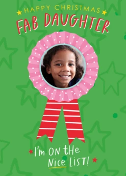 Pod Personalised Daughter Rosette Photo Christmas Card