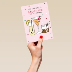 Pod Personalised Daughter Sip Sip Hooray Christmas Card -Pod Shop F3006194 hand L