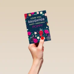 Pod Personalised Daughter Baubles And Love Christmas Card -Pod Shop F3006196 hand S