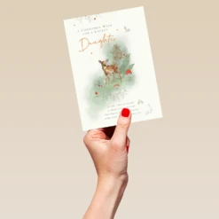 Pod Personalised Cute Fawn Christmas Card For Daughter -Pod Shop F3006199 hand L