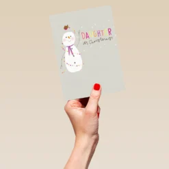 Pod Personalised Daughter Cute Snowman Christmas Card -Pod Shop F3006201 hand L
