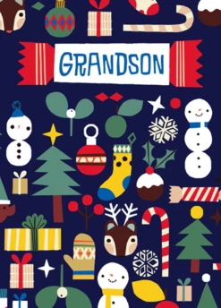 Pod Personalised & Editable Cracker & Treats Christmas Card For Grandson