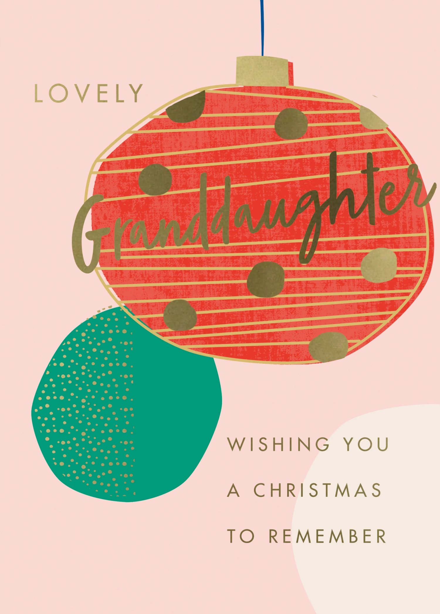 Pod Personalised Granddaughter Colourful Baubles Christmas Card 1 Pod Personalised Granddaughter Colourful Baubles Christmas Card