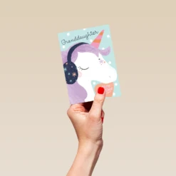 Pod Personalised Granddaughter Kids Unicorn Christmas Card -Pod Shop F3006217 hand S