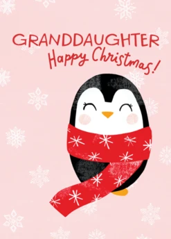 Pod Personalised Granddaughter Cute Penguin Christmas Card