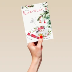 Pod Personalised Brother Mince Pie And Cracker Christmas Card -Pod Shop F3006223 hand L