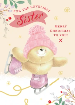 Pod Personalised Sister Forever Friends Ice Skates Christmas Card