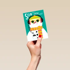 Pod Personalised Son Cool Snowman Christmas Card -Pod Shop F3006239 hand S